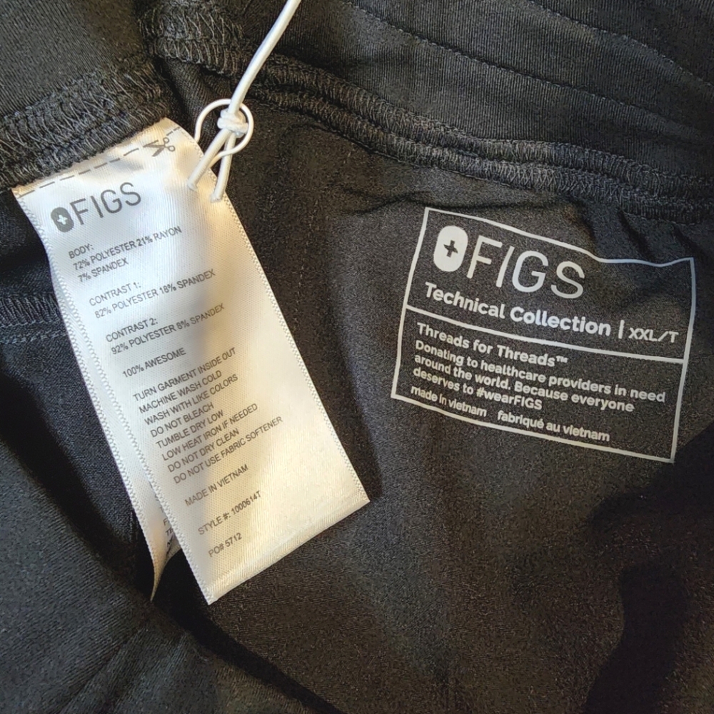 Figs Women's High Waisted Alva Skinny Tapered Scrub Pants Black 2XL - Tall - Picture 9 of 9